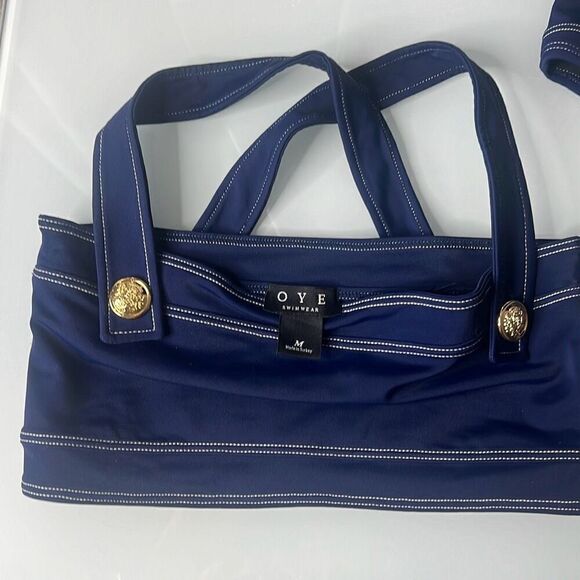 Oye Lavinia Bikini Swimsuit Set Blue Bandeau High Waisted NWT - Picture 13 of 16